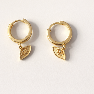 Evil Eye Drop <b>Huggie</b> <b>Earrings</b>-Fashion Statement Jewelry - Product Image 4