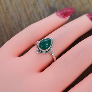 Handmade 925 Sterling <b>Silver</b> Fine <b>Ring</b> Unique Classic Design with Natural Green Onyx Gemstone Customized <b>Eternity</b> vermeil - Product Image 4