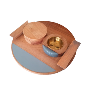 Ensemble cadeau moderne de brûleur Bakhoor en bois avec bol en laiton et plateau rond en résine et boîte de rangement incluse - Product Image 5