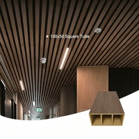 Tubo Rectangular Hueco de Fibra de Bambú Impermeable 100x50, Longitud Personalizada, Moderno, E0 Formaldehído, Deflector de Techo para Hoteles de Lujo