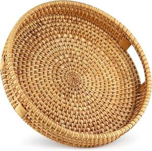 Bandeja de servicio de ratán ecológica perfecta, bandeja redonda personalizada de madera Natural para el hogar, hoteles y restaurantes, uso personalizado, forma de tamaño - Product Image 5