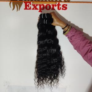100% vendeur vierge pas cher couleur noire tissage machine bouclée double trame faisceau naturel temple indien Extensions de cheveux humains - Product Image 2