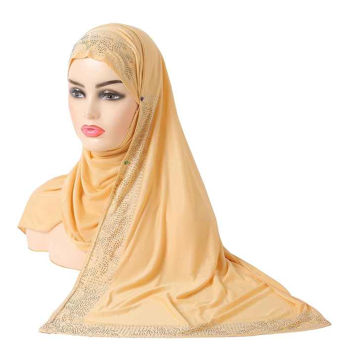 Hijab Abays With Lace Breathable Islamic Dubai Style Long Instant Headscarf,suitable for Festival and Praying 1pc