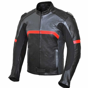 Venta al por mayor de chaqueta de cuero de los hombres con el logotipo personalizado de alta calidad de cuero de vaca chaquetas de motorista chaqueta de moto de cuero genuino - Product Image 2