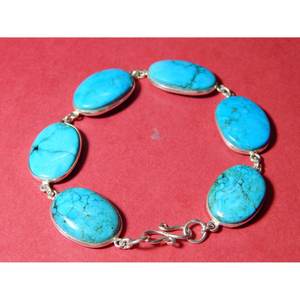 Pulsera de piedras preciosas turquesa Plata de Ley 925 con oro Joyería de regalo hecha a mano - Product Image 2