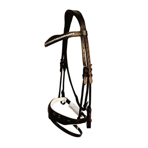 Brida de cuero de caballo con banda anatómica para la nariz y diseño personalizado de banda de cejas de cristal colorido - Product Image 5