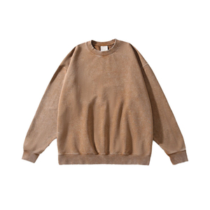 เสื้อสเวตเตอร์คอกลมผู้ชาย ผ้าฝ้าย 100% ผ้าฟลีซเนื้อนุ่ม สีพื้น เป็นมิตรต่อสิ่งแวดล้อม ระบายอากาศได้ดี กันยับ แห้งเร็ว ย้อมสีแบบแอซิด ทรงหลวม ใส่ได้ในฤดูหนาว - Product Image 5