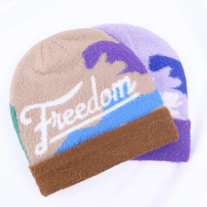 Élégant Dames Hiver Chaud 100% Acrylique Jacquard Manchette Bonnet avec Dot Motif Personnalisé Broderie Patch Logo Toques Tricot - Product Image 1