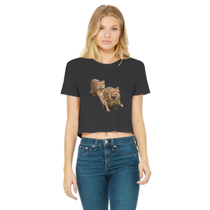 Cheetah Brothers Classic Women's Cropped Raw <b>Edge</b> T-Shirt Breathable Jersey Digital Printing Available in XS XL XXS Sizes - Product Image 1
