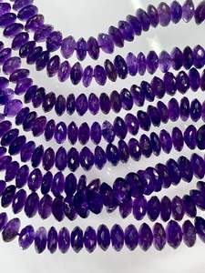 Quartz améthyste violet naturel coupe allemande disque à facettes perles Rondelle 7-8mm 14 pouces brin bijoux bricolage - Product Image 3