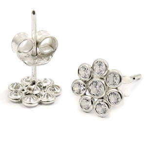 ต่างหูแฟชั่น925เงินสเตอร์ลิงประดับเพชรสังเคราะห์สีขาวสำหรับเป็นของขวัญสำหรับผู้หญิง - Product Image 1