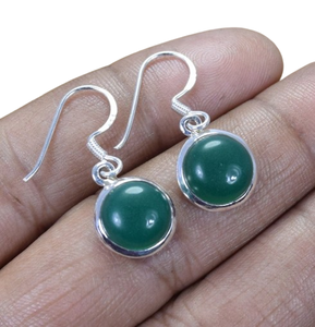 Gran oferta de pendientes Jaipur, joyería de piedras preciosas de ónix verde, pendientes de plata de ley sólida 925 para mujeres y niñas, Pendientes colgantes de plata - Product Image 1