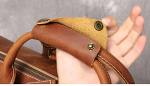 Sac de voyage pliable en cuir véritable avec fermeture éclair et compartiment séparé pour chaussures - Product Image 4