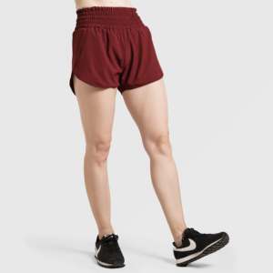 Shorts de sport taille haute en coton Tide (Bordeaux) pour le fitness avec motif imprimé coloré - Product Image 5