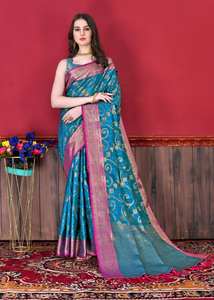 Qualité standard Festival Collection Saree en soie de Banarasi lourd avec pièce de chemisier imprimé au prix de gros - Product Image 4