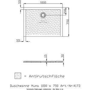 Plato de Ducha Antideslizante Blanco MUNA de 1000 x 750 x 30 mm, de Material Mineral Fundido, Accesorios para Baño y Aseo de HOESCH - Product Image 3