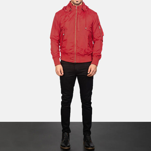 Blouson aviateur Hanklin MA-1 Classic Flight Style rouge avec capuche détachable et capuche rouge pour l'hiver - Product Image 3
