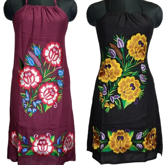 Kain Rayon Gaun Mini Gaya Multi Warna Gaun Meksiko Desain Boho Mode 2022 Pakaian Tradisional