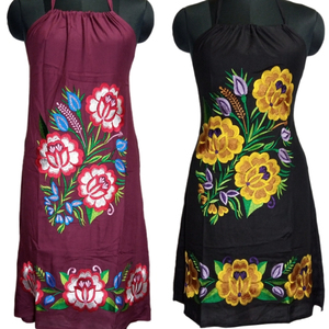 เดรสผ้าเรยอนขนาดเล็กมีสไตล์2022เดรสลำลองมีกระดุมแบบเม็กซิกันดีไซน์แบบดั้งเดิมสไตล์โบฮีเมียนแฟชั่นสไตล์โบฮีเมียน - Product Image 1