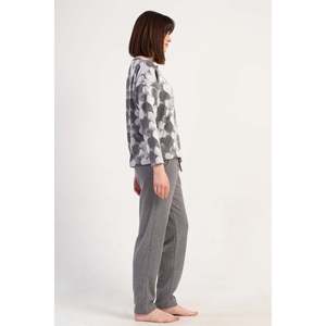 Ensemble de pyjama pour femme en jacquard interlock XXL avec poches et manches longues - Gris - Gris - Product Image 4