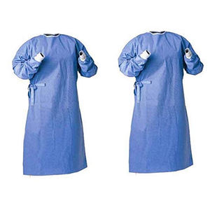 Bata de aislamiento desechable azul producida en fábrica para médicos de hospital hecha de material SMS duradero con protección completa - Product Image 3