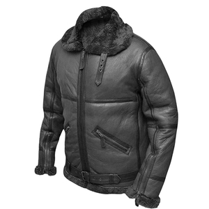 Veste surdimensionnée personnalisée en cuir de fausse fourrure pour les hommes agneau Moto Biker manteau Outwear OEM - Product Image 4