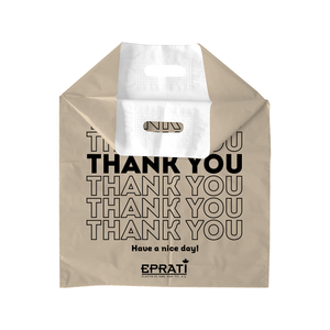 Bolsa de compras de plástico con asa troquelada reforzada con logotipo personalizado, material MDPE, de Turquía. - Product Image 1