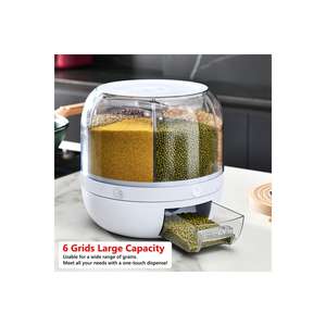 Organisateur de légumes secs rotatif à 360 degrés avec 6 compartiments séparés, stockage hermétique en plastique durable (4767) Fabriqué en Turquie - Product Image 2