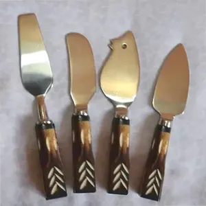 Juego de 3 Cuchillos para Queso de Acero Inoxidable con Diseño de Hoja de Latón, Ecológicos, Aptos para Lavavajillas, para Restaurantes, Hoteles y Resorts en India - Product Image 4