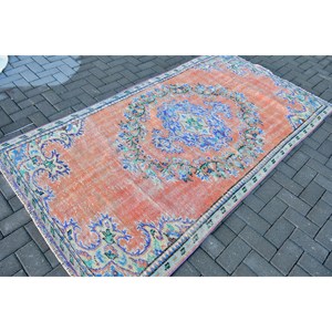 Tapis turc vintage en laine 4,4x8 pieds, motif patchwork à bordure rouge avec envers en latex, décoration intérieure écologique - Product Image 2