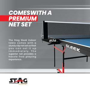 Table de tennis de table professionnelle Stag Iconic Sleek, mobile, pleine taille, plateau en MDF de 25 mm, anti-intempéries, design pliable - Product Image 2