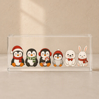 Ornement en acrylique rectangulaire personnalisé, motif de famille de gnomes de Noël mignons, pour la décoration de table de Noël, décoration festive pour la maison