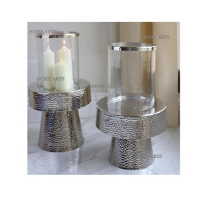 เชิงเทียนแก้วทองเหลืองและแก้วถูกตีด้วยเชิงเทียนทรงกลมสำหรับอุปกรณ์ตกแต่งงานแต่งงาน - Product Image 5