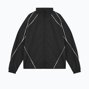 Veste réfléchissante streetwear avec fermeture éclair, ensemble de survêtement avec bande latérale, coupe-vent, logo personnalisé, survêtement pour homme - Product Image 2