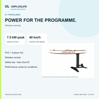 UNPLUGLIFE FLIGHT AIR TOUR Hydrofoil électrique gonflable eFoil 7,5 kW de puissance maximale avec batterie de 3,3 kWh