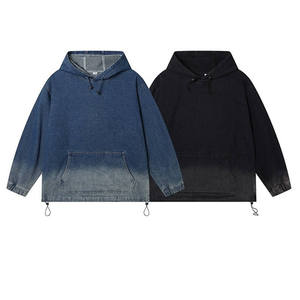 Unisex Hip Hop Pullover Jeans Sudadera con capucha con cordón Hombres Sudadera con capucha en Jeans Fabric Look - Product Image 3
