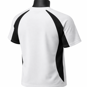 Camiseta Deportiva para Hombre con Paneles en Contraste, Estilo Raglán, Personalizable, Blanca y Negra, Transpirable, de Poliéster, para Entrenamiento en el Gimnasio - Product Image 5
