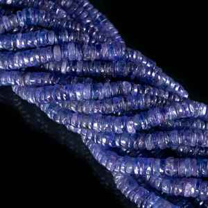 Perles de pneu lisses en tanzanite de qualité supérieure perles de tanzanite Heishi forme de roue fabrication de bijoux en tanzanite perles de pierres précieuses en vrac - Product Image 4