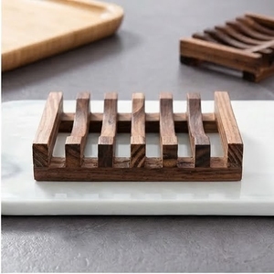 Porte-savon moderne en bois d'acacia avec fentes de drainage pour la salle de bain à domicile - Product Image 6