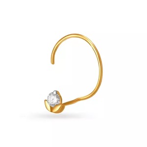 Broche nasale ronde en fil de diamant Moissanite or jaune massif 14 carats fabriquée en diamants cultivés en laboratoire cadeau de mariage bijoux de cadeau d'anniversaire - Product Image 6