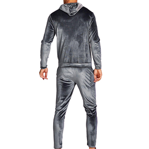 Conjunto de Sudadera con capucha de terciopelo personalizado de alta calidad para hombre, ropa de calle, chándal de terciopelo a la moda - Product Image 2