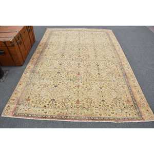 6.1x8.9 ft Rug, Vintage Turkish Large Rug, <b>Yellow</b> <b>Wool</b> Rug - Product Image 1