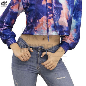 เสื้อฮู้ดดี้ครอปท็อปผู้หญิง ดีไซน์ใหม่สไตล์เกาหลี ผ้าฝ้าย 100% ผ้าฟลีซ ทรงโอเวอร์ไซส์ สำหรับฤดูหนาว - Product Image 2