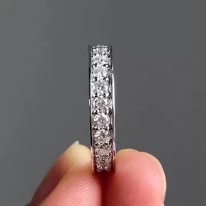 Anillo DE BODA chapado en oro blanco para mujer, anillo de eternidad de diamante de moissanita Original, anillos de Vermeil fino de plata maciza 925 para él - Product Image 3