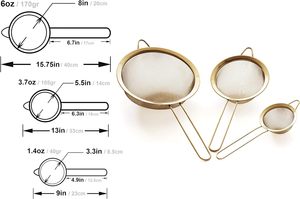 Ensemble de passoires en laiton à mailles fines en acier inoxydable 304 et passoires de cuisine robustes en or - Product Image 6