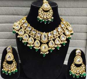 Conjunto de collar de Gargantilla Kundan antideslustre para mujer, collar para ropa de fiesta étnica para compromiso de boda y Aniversario - Product Image 3