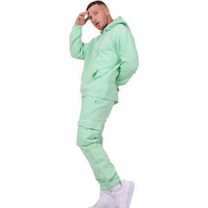 Jogger et sweat à capuche en deux pièces personnalisés de haute qualité Streetwear ensemble de survêtement imprimé motif solide - Product Image 1