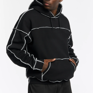 Hoodie lourd personnalisé à coutures inversées, style épaules tombantes, nouveau modèle, pull à capuche pour homme, en polaire réversible - Product Image 6