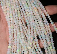 Perle d'Opale de Feu Welo d'Éthiopie 100% Naturelle, 3,5-5 mm, Couleur Blanche, Sans Confliet, Longueur 16 Pouces, pour Fabrication de Bijoux par un Troisième Partie, 0,50 mm