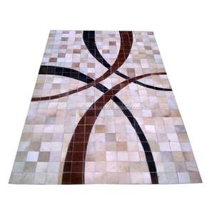 พรมหนังวัวที่มีคุณภาพระดับพรีเมี่ยมที่สง่างามพรมหนังเย็บด้วยเครื่องจักรทนทานชุดพรมพื้นที่หรูหราหนังวัวที่อุดมไปด้วยหนังวัวทันสมัย - Product Image 4